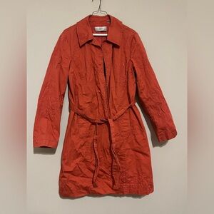 DKNY Women's Coral Embroidered Trench Coat size 14